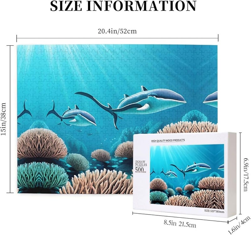 لغز الحيتان في أعماق البحار 500 قطعة للبالغين ديكور المنزل 20.4 × 15 بوصة - Image 5