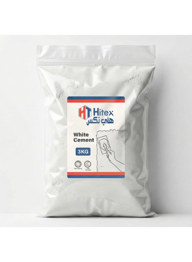 Hitex Premium White Cement for Crack Filling Universal Adhesive Repair Construction Works Art & Craft Projects Home Waterproof Bathroom & Tiles | Smooth Finishing – Ultra-White, Fast-Setting (3 Kg) - Image 1