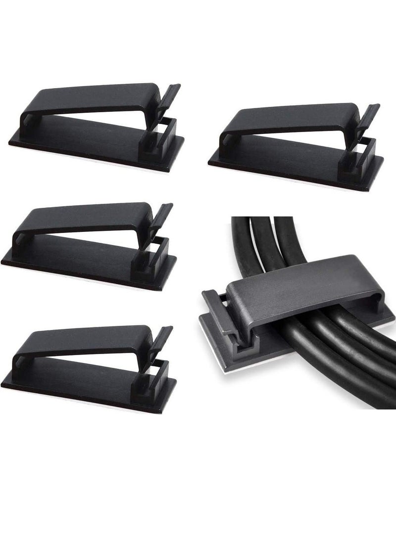 VIUAUAX - Self Adhesive Cable Management Clips, Cable Organizers Wire Clips Cord Holder for TV PC Ethernet Cable Under Desk Home Office (Black) - Image 1