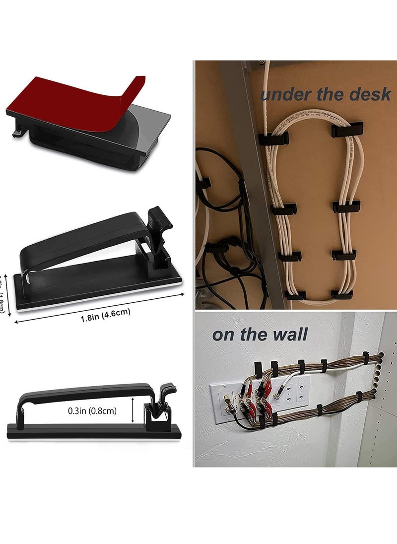 VIUAUAX - Self Adhesive Cable Management Clips, Cable Organizers Wire Clips Cord Holder for TV PC Ethernet Cable Under Desk Home Office (Black) - Image 1