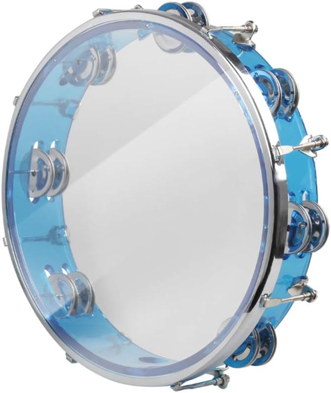 ENNBOM Tambourine Adjustable Tone Hand Drum Double Row Metal Jingles Hand Bell Performance Level Handheld Percussion (Blue) - Image 1