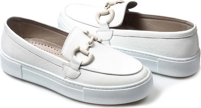 Fast Step Genuine Leather White Women's Casual Shoes 881za3011