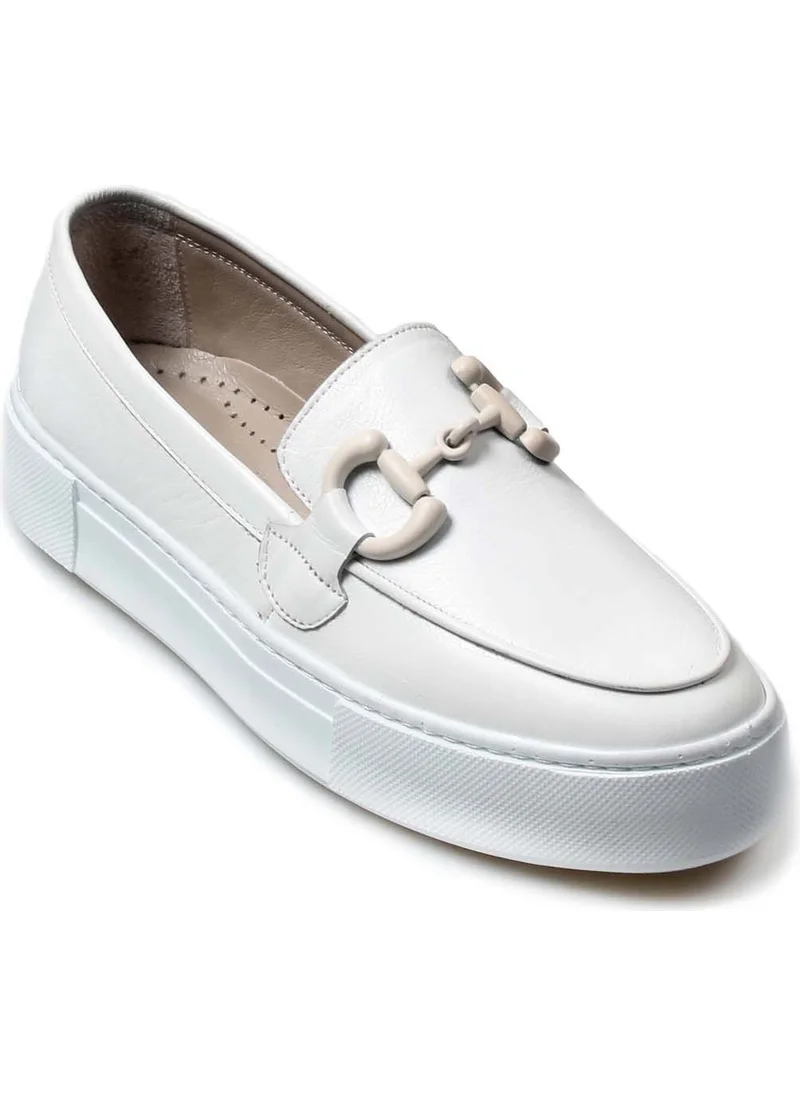 Fast Step Genuine Leather White Women's Casual Shoes 881za3011