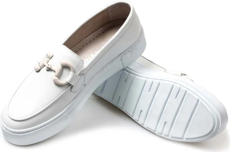 Fast Step Genuine Leather White Women's Casual Shoes 881za3011