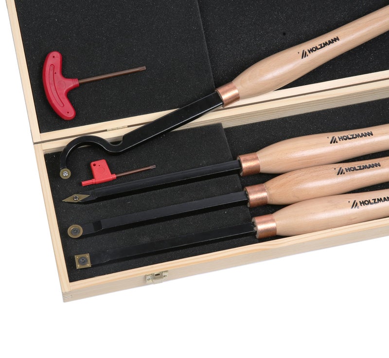 VINWOX 20" Full Size 4 PCS Carbide Wood Lathe Turning Tool Set, Including Swan Neck Hollower, Rougher, Finisher, Detailer, Titanium Coated Carbide Blades 2X Extended Service Life, Beech Wood Handle - Image 3