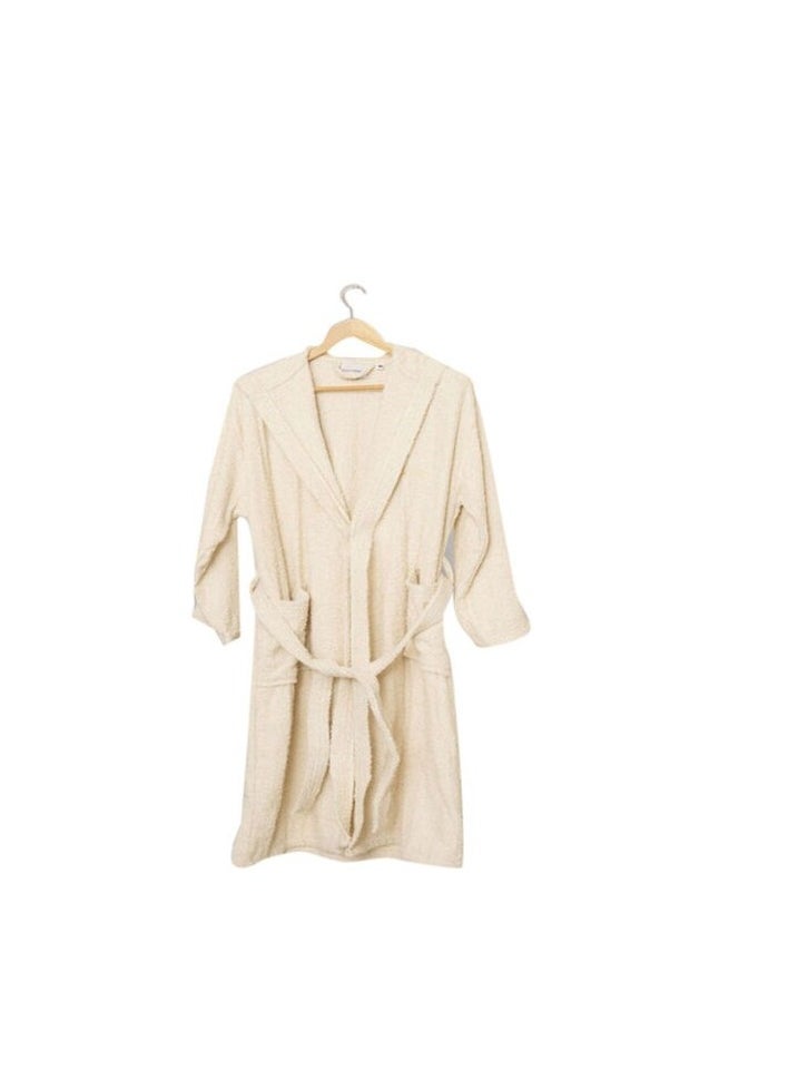 Soft Comfort - Soft Comfort Hooded Cotton Bathrobe With 2 Pockets, Beige Free Size - Image 1