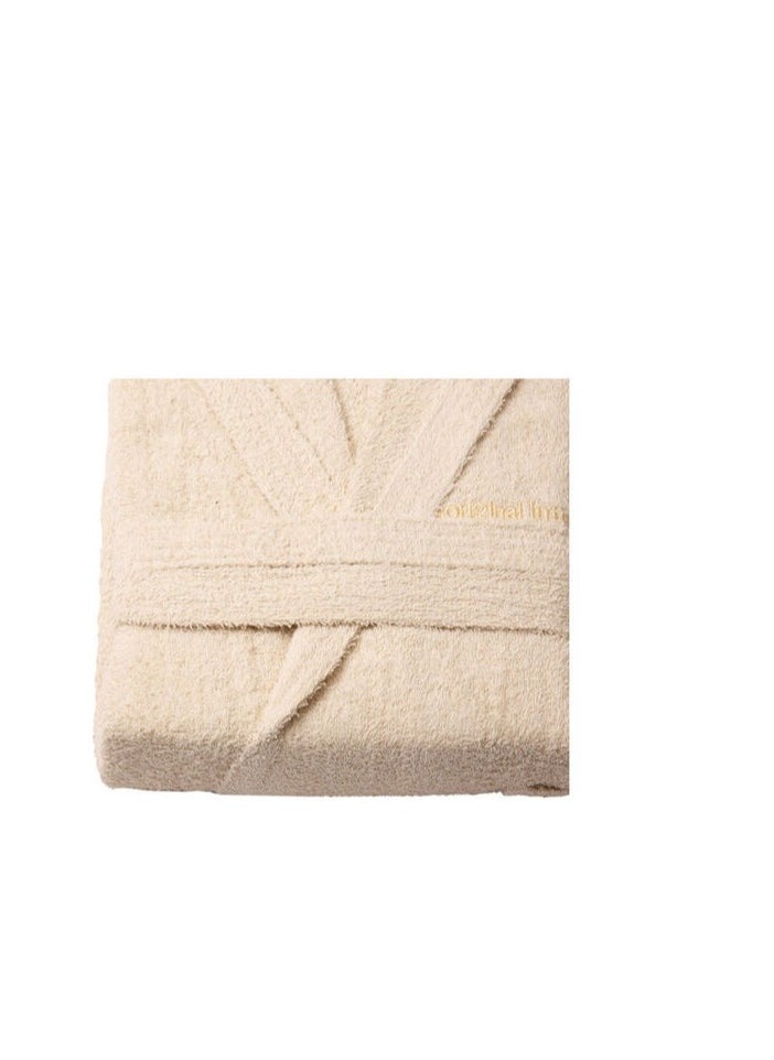 Soft Comfort - Soft Comfort Hooded Cotton Bathrobe With 2 Pockets, Beige Free Size - Image 1