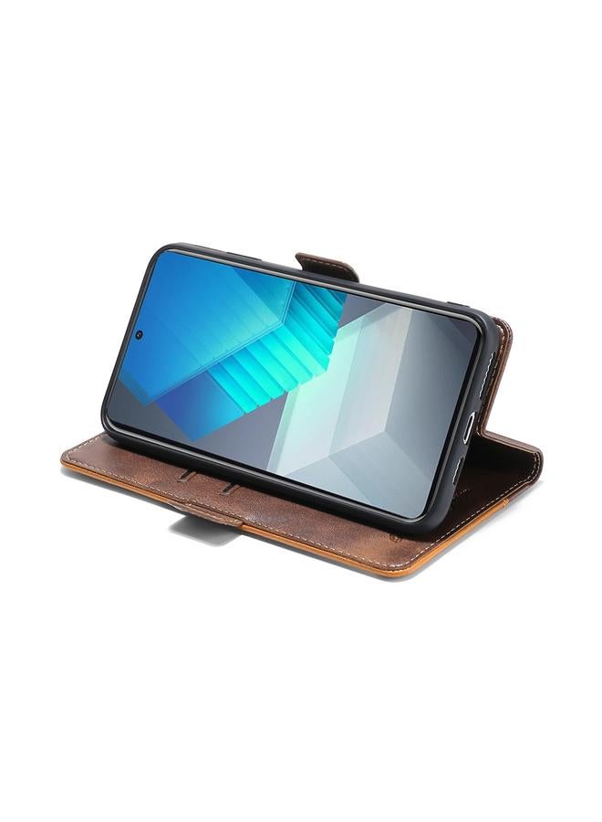 زبون جراب لهاتف Huawei nova Y61، جراب جلدي بلون متباين مع مشبك جانبي - Image 4