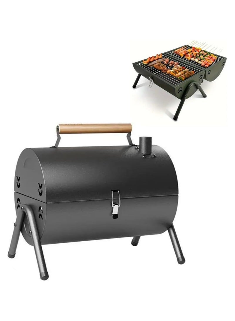 MOMENT Portable Folding charcoal BBQ Grill - Heavy-Duty Iron Construction, Compact Foldable Outdoor Grill with Adjustable Vents & chimney, for Camping, Backyard, Parties - Ideal for up to 8 People, - Image 1