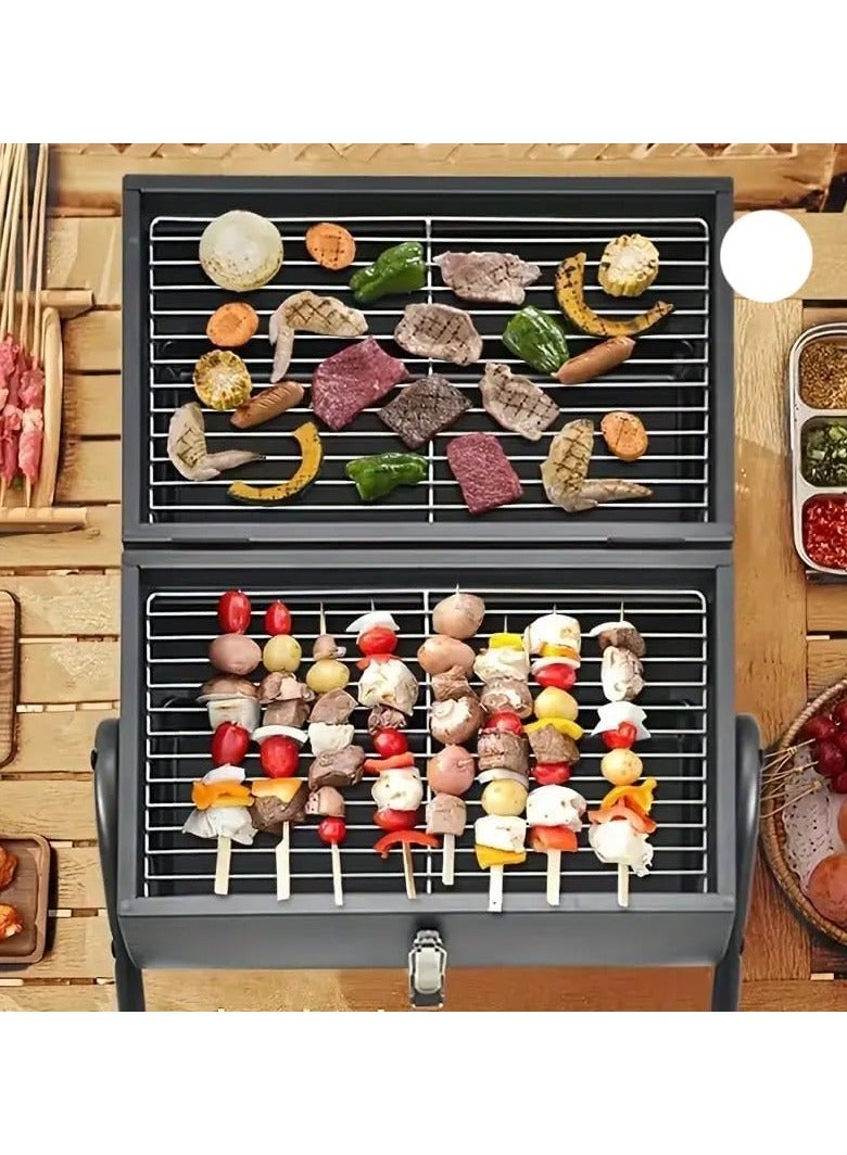 MOMENT Portable Folding charcoal BBQ Grill - Heavy-Duty Iron Construction, Compact Foldable Outdoor Grill with Adjustable Vents & chimney, for Camping, Backyard, Parties - Ideal for up to 8 People, - Image 2