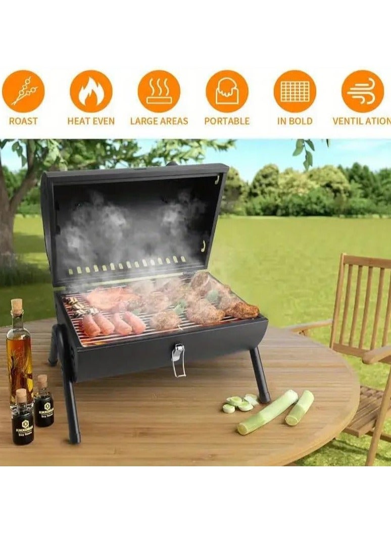 MOMENT Portable Folding charcoal BBQ Grill - Heavy-Duty Iron Construction, Compact Foldable Outdoor Grill with Adjustable Vents & chimney, for Camping, Backyard, Parties - Ideal for up to 8 People, - Image 5