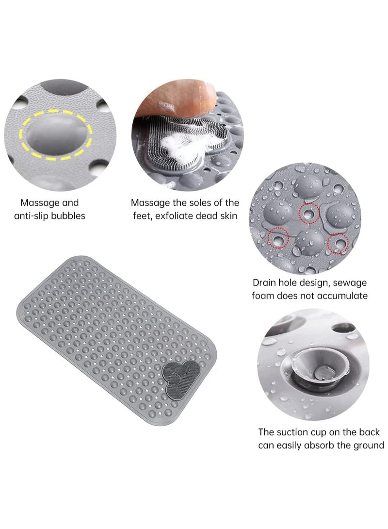 AL RAID Shower Mat, Non-Slip Bath Mat with Suction Cups and Drain Holes, Foot Scrubber Mat for Bathroom, Feet Massage, 40cmx70cm (Grey) - Image 4