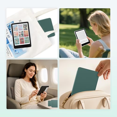 SESENSE Detachable Magnetic Case for 7'' Kindle Paperwhite 12th Gen 2024 and Kindle Colorsoft Signature Edition, Slim PU Shell Cover Case with Auto Wake/Sleep, Blackish Green - Image 5