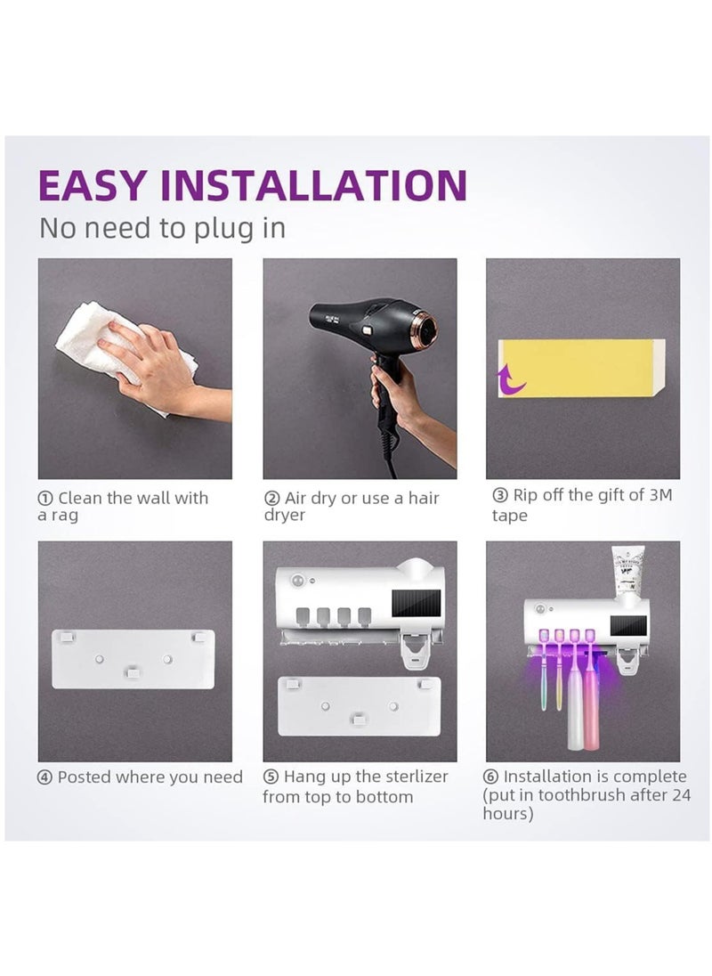 UV Toothbrush Sterilizer, Wall Mounted Toothbrush Holder, Toothbrush Holder, Wireless Design, Bathroom Toothbrush Holder Wall Mounted UV Sterilizer