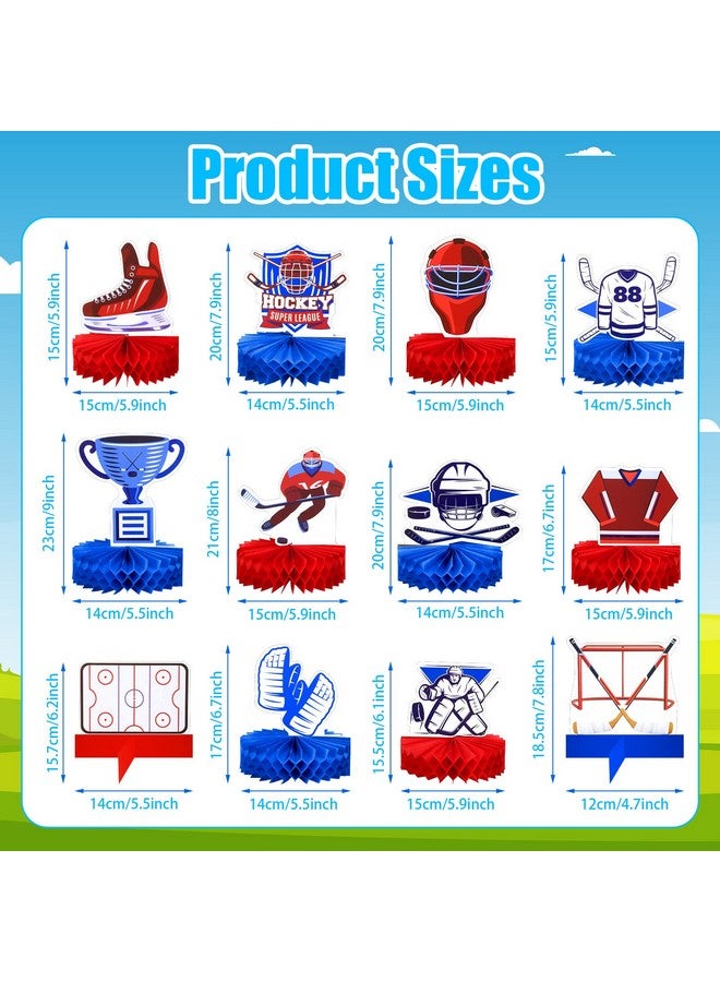 Sinmoe 12 Pcs Hockey Centerpieces For Tables Ice Hockey Honeycomb Table Decorations Hockey Birthday Party Supplies Sports Hockey Table Decor For Kids Men Women Theme Gifts School Decor - Image 2