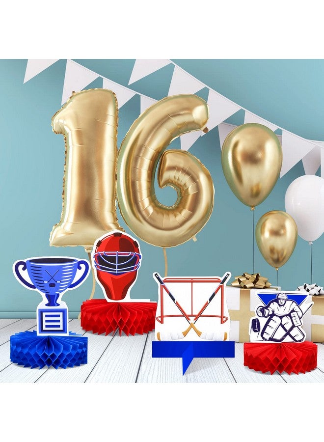 Sinmoe 12 Pcs Hockey Centerpieces For Tables Ice Hockey Honeycomb Table Decorations Hockey Birthday Party Supplies Sports Hockey Table Decor For Kids Men Women Theme Gifts School Decor - Image 5