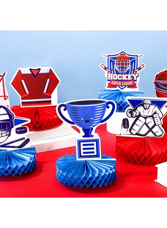 Sinmoe 12 Pcs Hockey Centerpieces For Tables Ice Hockey Honeycomb Table Decorations Hockey Birthday Party Supplies Sports Hockey Table Decor For Kids Men Women Theme Gifts School Decor - Image 4