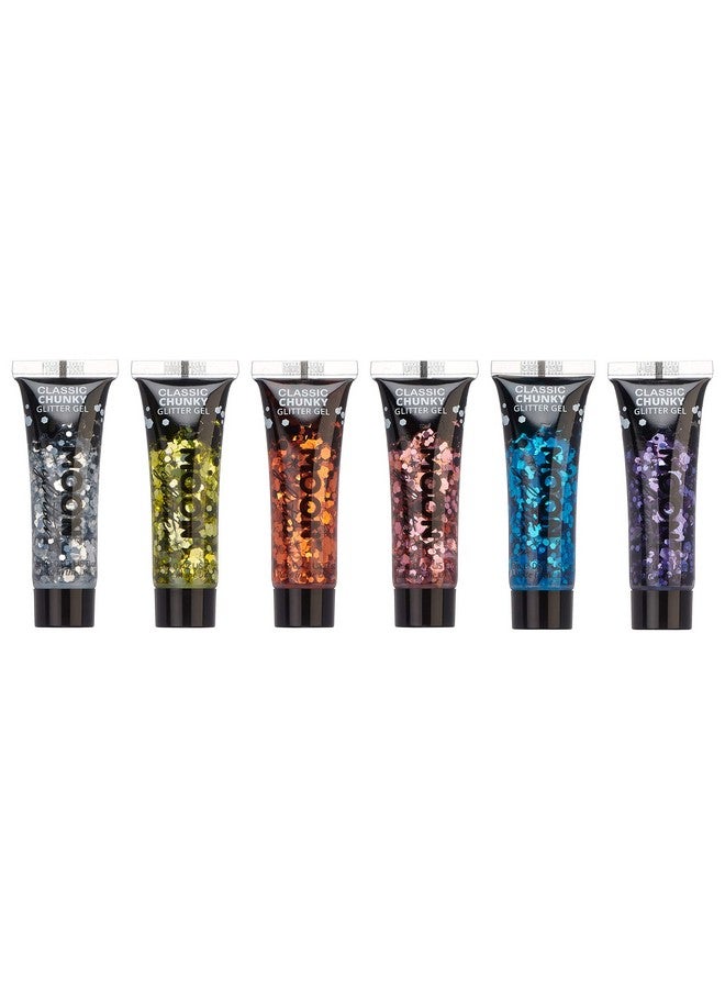 Moon Glitter جل لامع كلاسيكي سميك من مون غليتر 0.40 أونصة مجموعة من 6 ألوان للوجه - Image 1