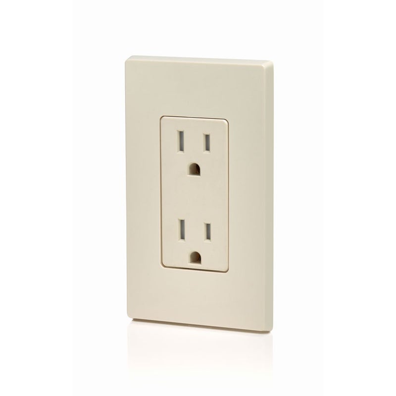 Leviton 15 Amp 125 Volt, Tamper Resistant, Decora Duplex Receptacle, Straight Blade, Self Grounding, T5325-ST, Light Almond - Image 4