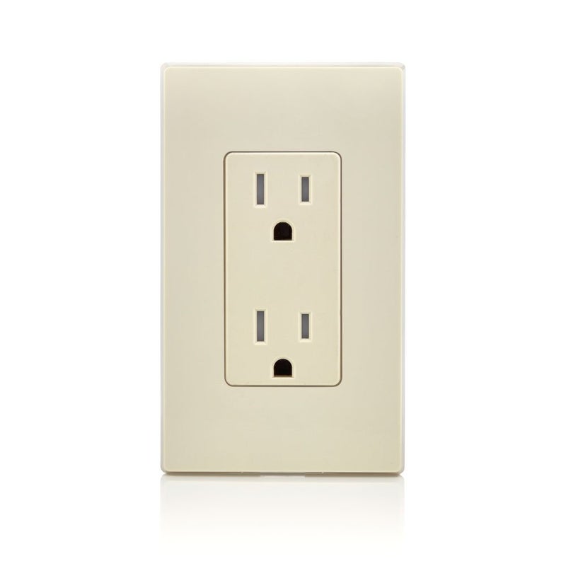Leviton 15 Amp 125 Volt, Tamper Resistant, Decora Duplex Receptacle, Straight Blade, Self Grounding, T5325-ST, Light Almond - Image 3