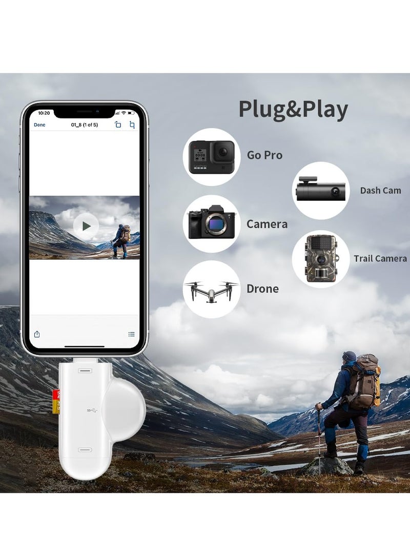 High,Speed 3,in,1 SD Card Reader for iPhone iPad Android USB,C Mac PC, Portable Micro SD Adapter Compatible with TF and SD Cards - Image 5