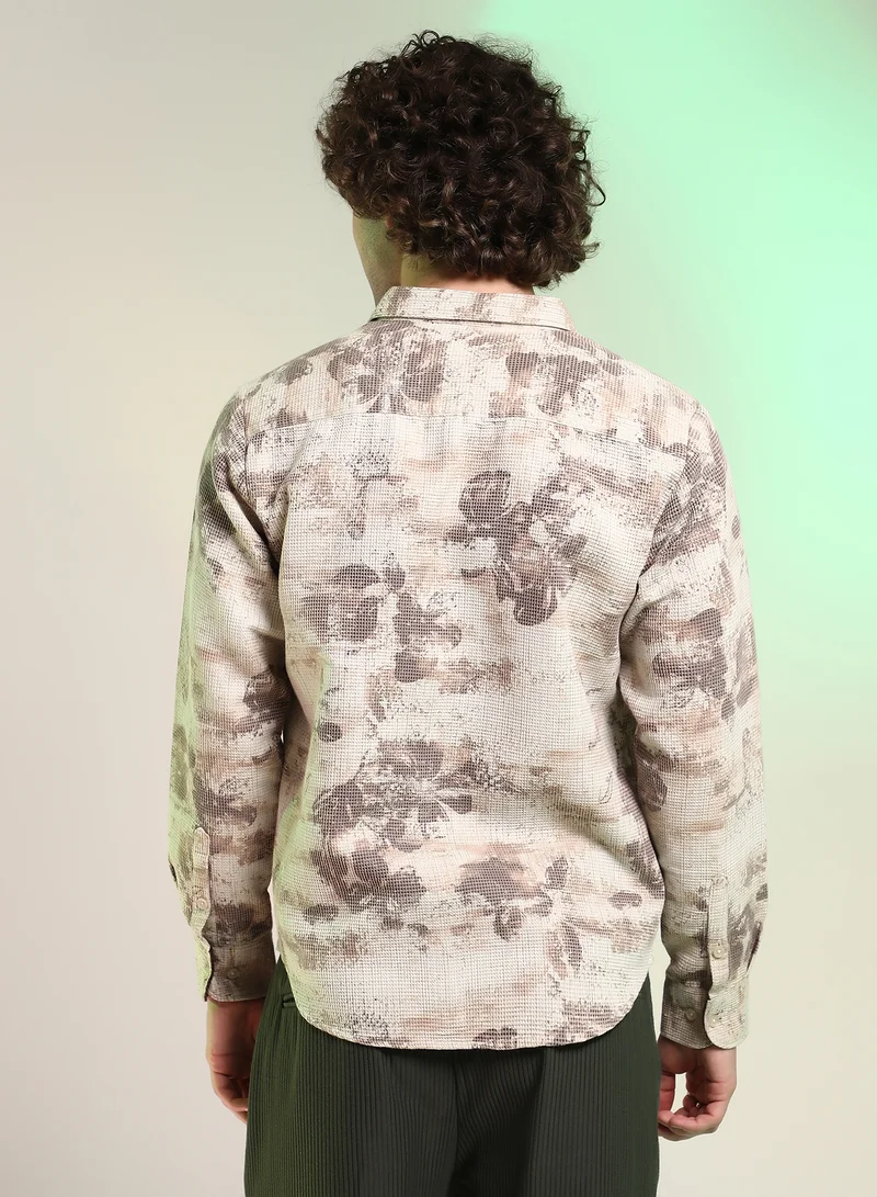 كامبوس سوترا Men's Saltbox Beige Nonlinear-Tactile Shirt