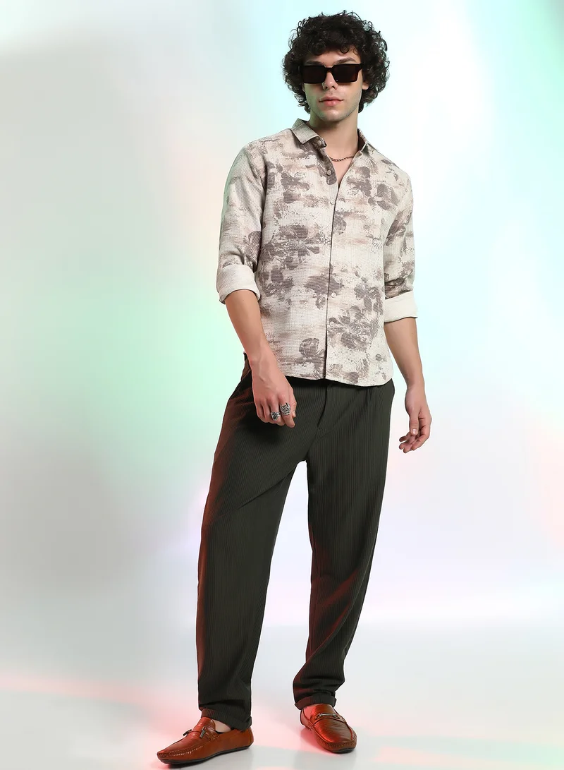 كامبوس سوترا Men's Saltbox Beige Nonlinear-Tactile Shirt