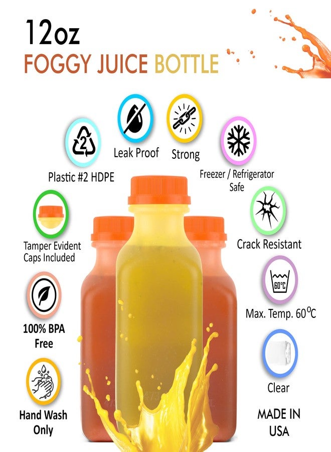 EcoQuality Empty Plastic Juice Bottles with Tamper Evident Caps 12 OZ - Smoothie Bottles - Ideal for Juices, Milk, Smoothies, Picnic's and even Meal Prep Juice Containers (12 ounces) (5) - Image 2