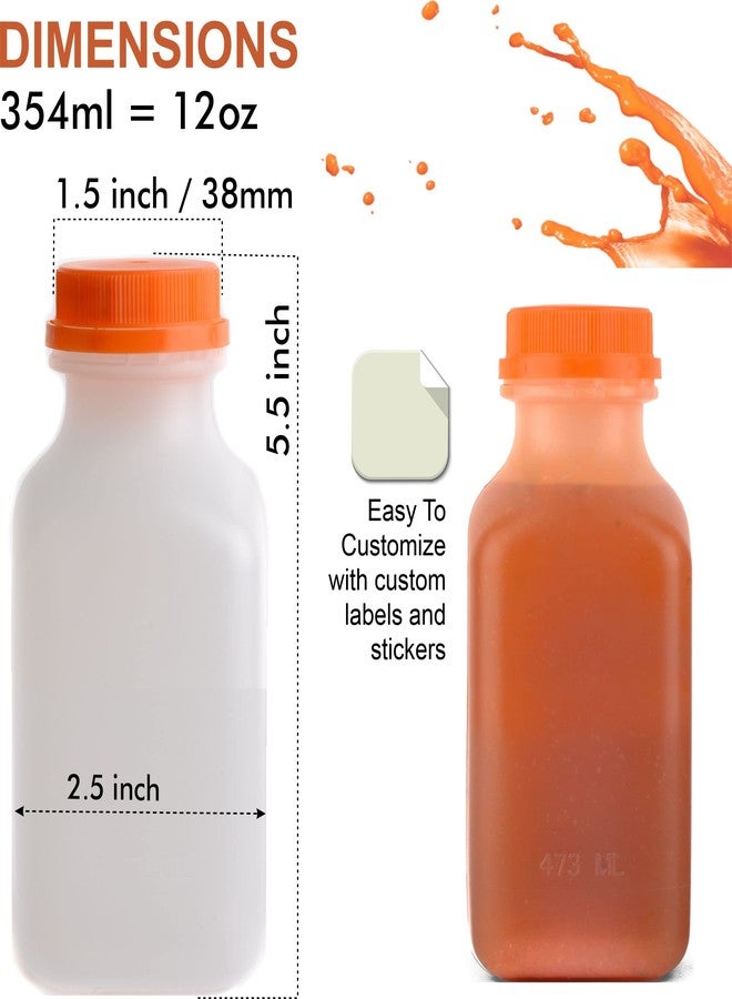 EcoQuality Empty Plastic Juice Bottles with Tamper Evident Caps 12 OZ - Smoothie Bottles - Ideal for Juices, Milk, Smoothies, Picnic's and even Meal Prep Juice Containers (12 ounces) (5) - Image 3