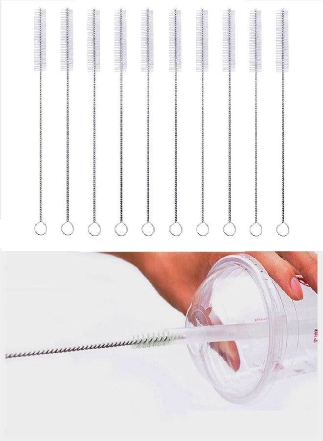 SpiderJuice 10 Pcs Multipurpose Flexible Stainless Steel Skeleton Soft Nylon Bristles Bendable Mini Tube, Straws, Thin Pipes, Kettle Tea Pot Spout, Nozzles, Bottle Outlet Cleaning Brush Kitchen Tool - Image 1