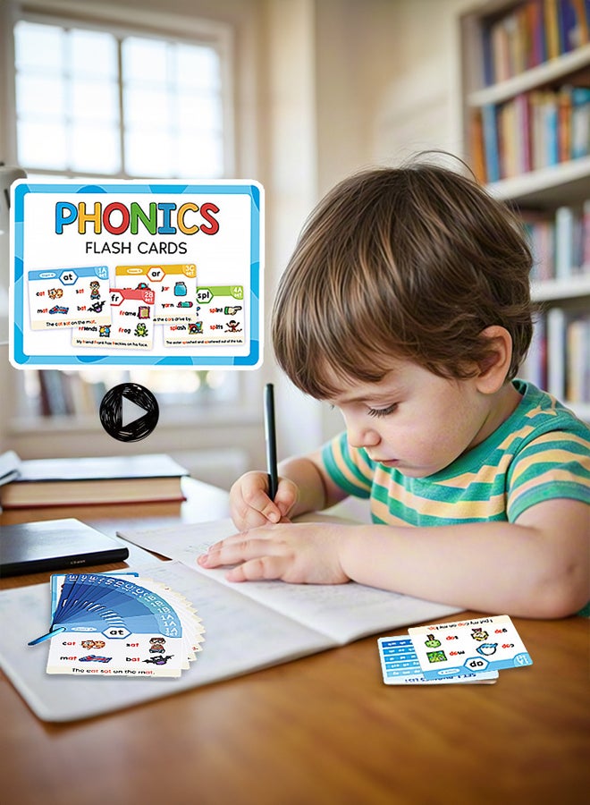 SHABILI 65PCS Phonics Flash Cards for Kids, Early Learning Spelling and Reading Practice Cards with Rings, Waterproof Double-Sided Educational Flashcards for Preschool, Kindergarten, Teachers and Homeschool - Image 2