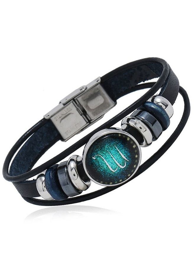 5esha - Constellations Leather Zodiac Sign With Bead Punk Bracelet (Scorpio) - Image 1