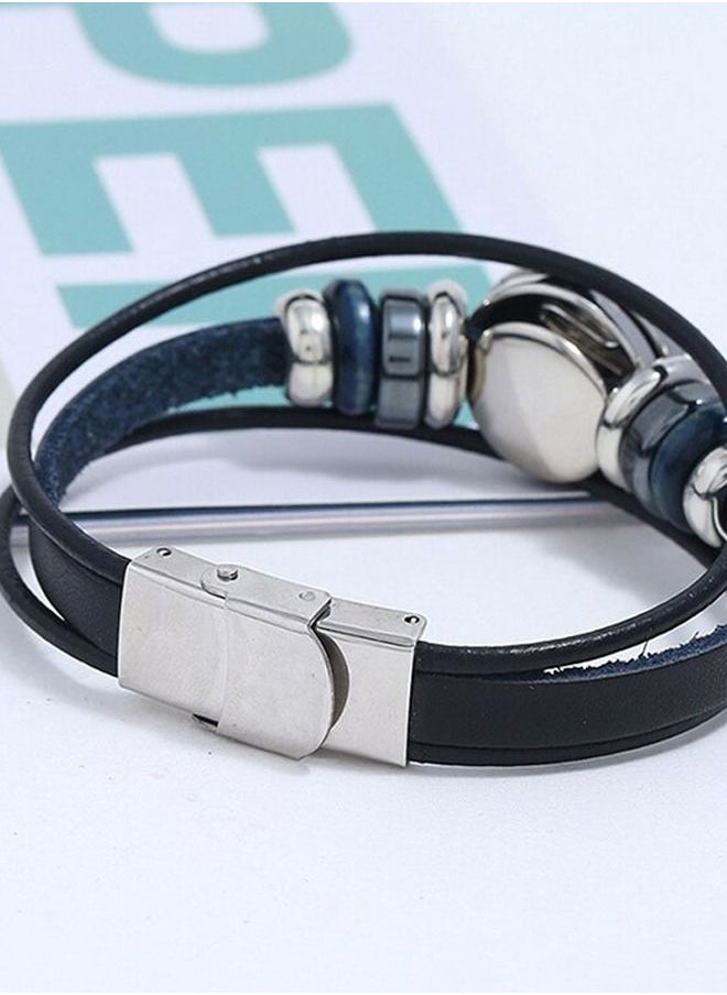 5esha - Constellations Leather Zodiac Sign With Bead Punk Bracelet (Scorpio) - Image 1
