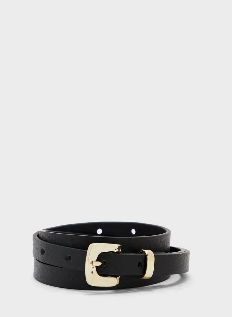 Ginger Hammered Buckle Detail Belt