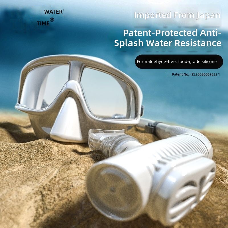 WATERTIME مجموعة الغطس من واترتايم – سنوركل جاف كامل، قناع غوص مع عدسات طبية للسباحة والغوص - Image 2