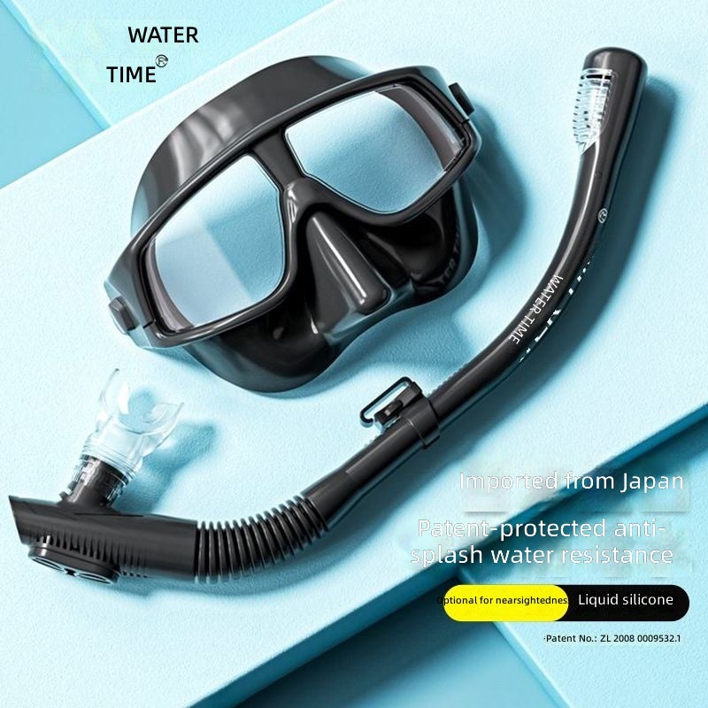 WATERTIME مجموعة الغطس من واترتايم – سنوركل جاف كامل، قناع غوص مع عدسات طبية للسباحة والغوص - Image 5