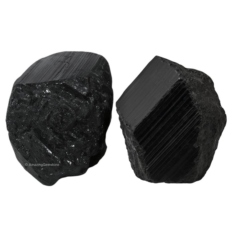 Amazing Gemstone أحجار كريمة مذهلة من الكوارتز الأسود الأصلي - تورمالين أسود (قطعتان) - Image 1