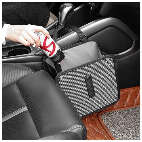 wedfish Foldable Car Trash Cans with RhinestoneBling Car Trash Bin for Car Seat Organizer Car DecorationsUniversal Bling Car Accessories Car Garbage Can for Most CarsSUVsTrucks White - Image 1