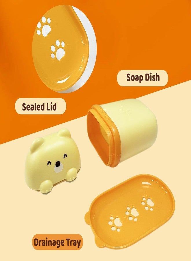 Dancepanda Soap Dish for Shower,Bar Soap Holder Travel Case,Travel Soap Case(Cartoon Bear Design) - Image 3