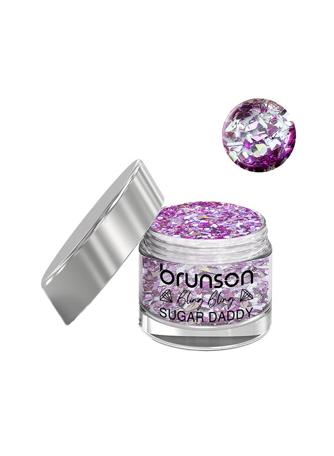 brunson Acrylic Nail Powder DIP And Buff System, Sugar Daddy Glittered 30ml BABS02