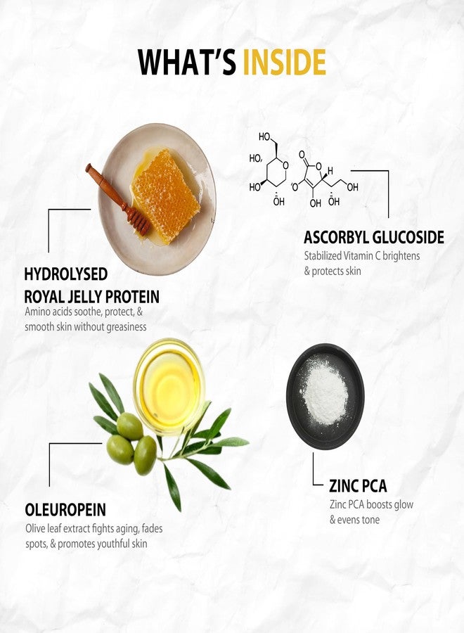 BRAVADO Illuminate Face Serum (Pack of 2) Value Pack for Glowing Skin | Brightening & Dark Spot Reduction | With Vitamin C, Oleuropein, Ascorbyl Glucoside & Royal Jelly Protein | Lightweight Daily Serum for Even Tone & Skin Repair | 30ml Each - Image 3