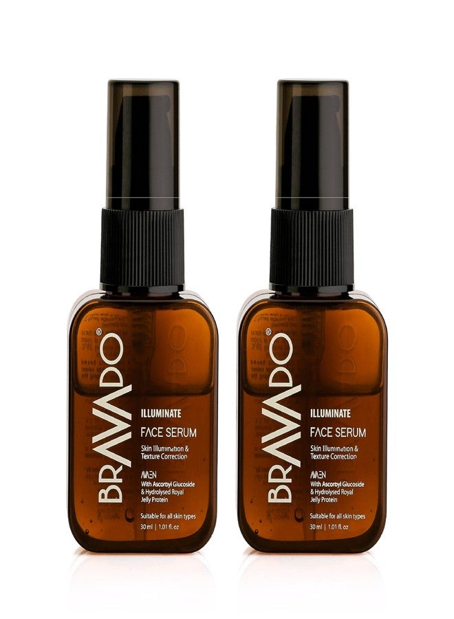 BRAVADO Illuminate Face Serum (Pack of 2) Value Pack for Glowing Skin | Brightening & Dark Spot Reduction | With Vitamin C, Oleuropein, Ascorbyl Glucoside & Royal Jelly Protein | Lightweight Daily Serum for Even Tone & Skin Repair | 30ml Each - Image 1
