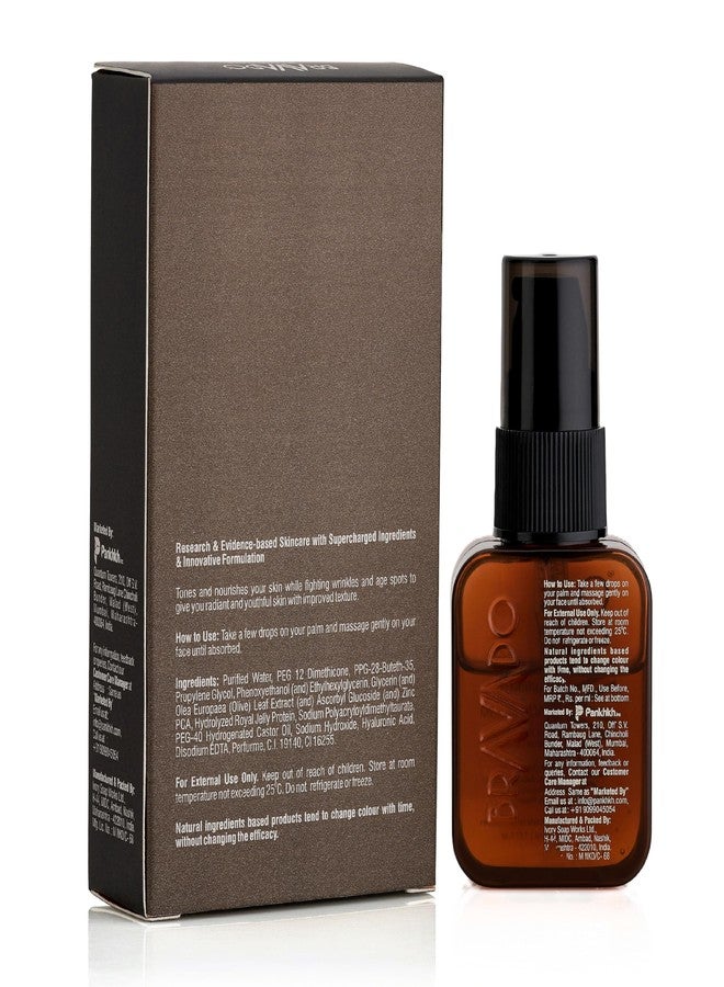 BRAVADO Illuminate Face Serum (Pack of 2) Value Pack for Glowing Skin | Brightening & Dark Spot Reduction | With Vitamin C, Oleuropein, Ascorbyl Glucoside & Royal Jelly Protein | Lightweight Daily Serum for Even Tone & Skin Repair | 30ml Each - Image 2