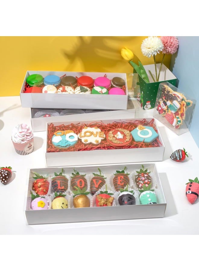 RomanticBaking 20PCS Strawberry Boxes Cookie Boxes Bakery Boxes Treat Boxes for Christmas Valentine's Wedding(12"x4.8"x2") - Image 4