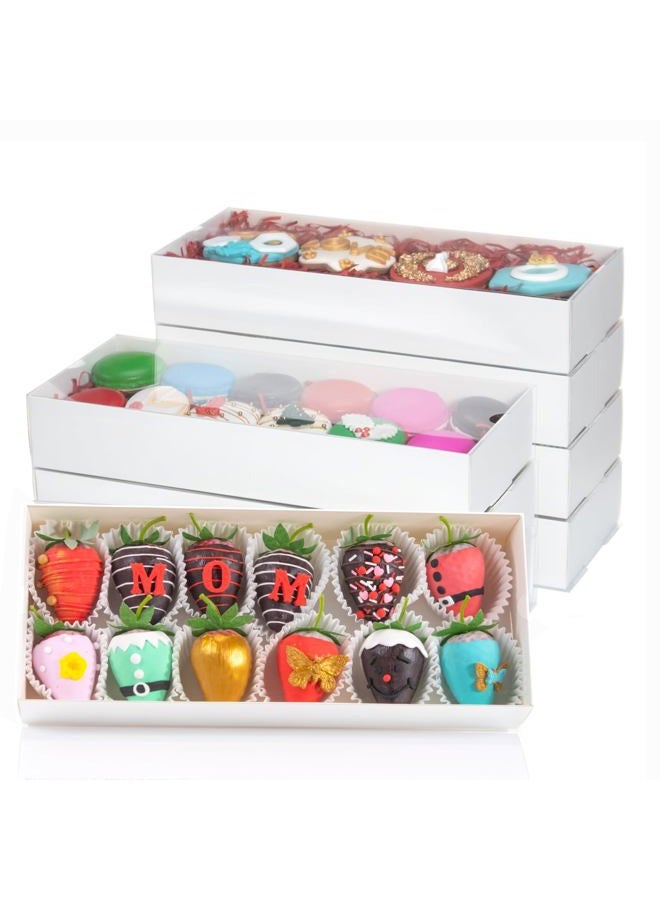 RomanticBaking 20PCS Strawberry Boxes Cookie Boxes Bakery Boxes Treat Boxes for Christmas Valentine's Wedding(12"x4.8"x2") - Image 1