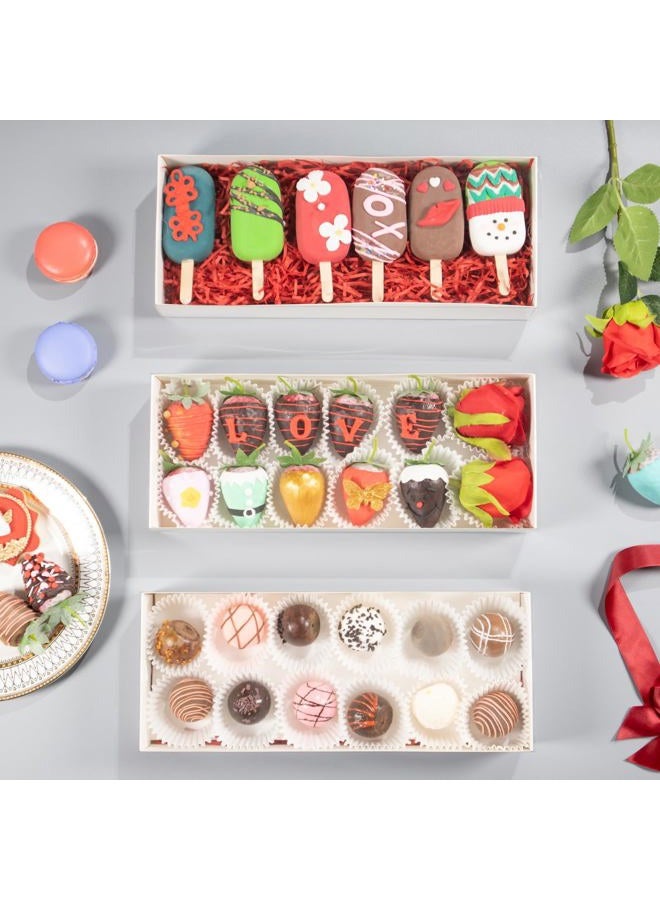 RomanticBaking 20PCS Strawberry Boxes Cookie Boxes Bakery Boxes Treat Boxes for Christmas Valentine's Wedding(12"x4.8"x2") - Image 5