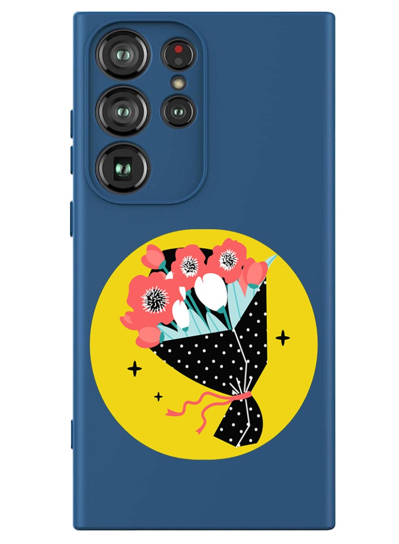Theodor Protective Slim Fit Case Liquid Silicone Cover with Full Body Protection Anti-Scratch Shockproof Case For Samsung Galaxy S24 Ultra (Blue) - Bouquet vector - Image 1