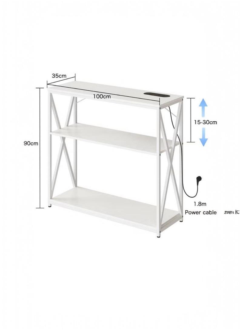 Luxury Home - 100x35x90cm Console Table with Power Outlet Adjustable Sofa Table with Storage Shelf Sofa Entryway Table Living Room Entryway-EI-403 - Image 1