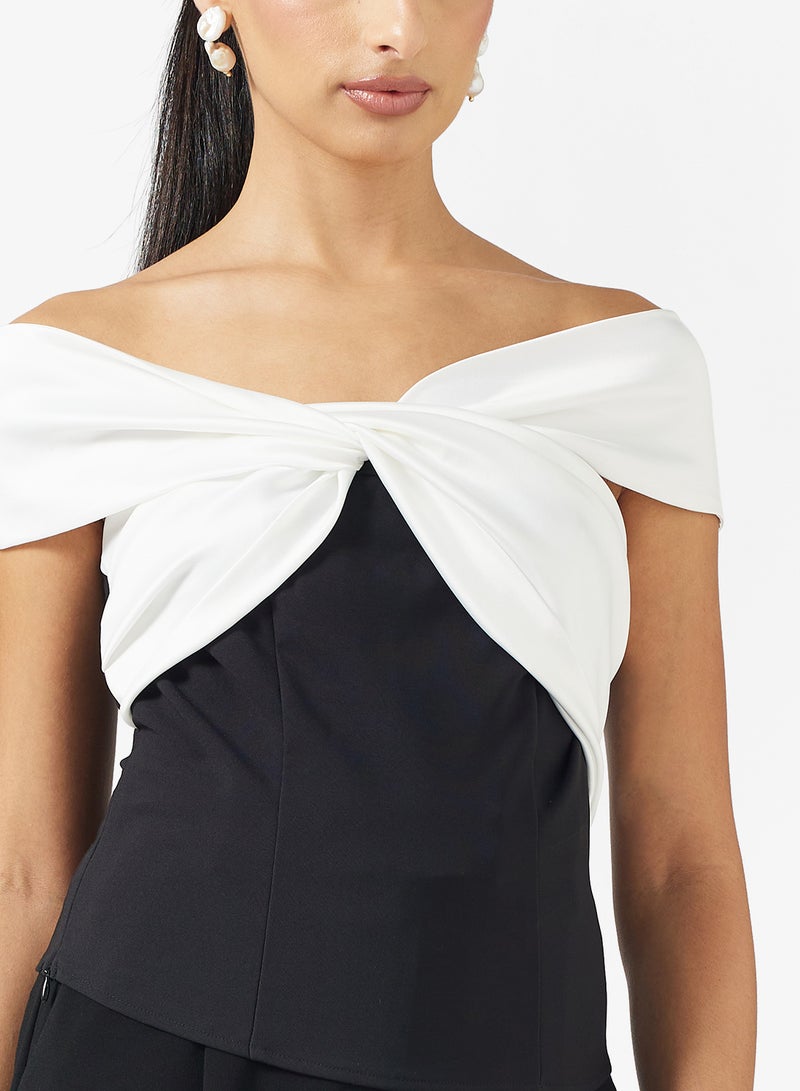 ELLA Contrast Toned Draped Top - Image 3