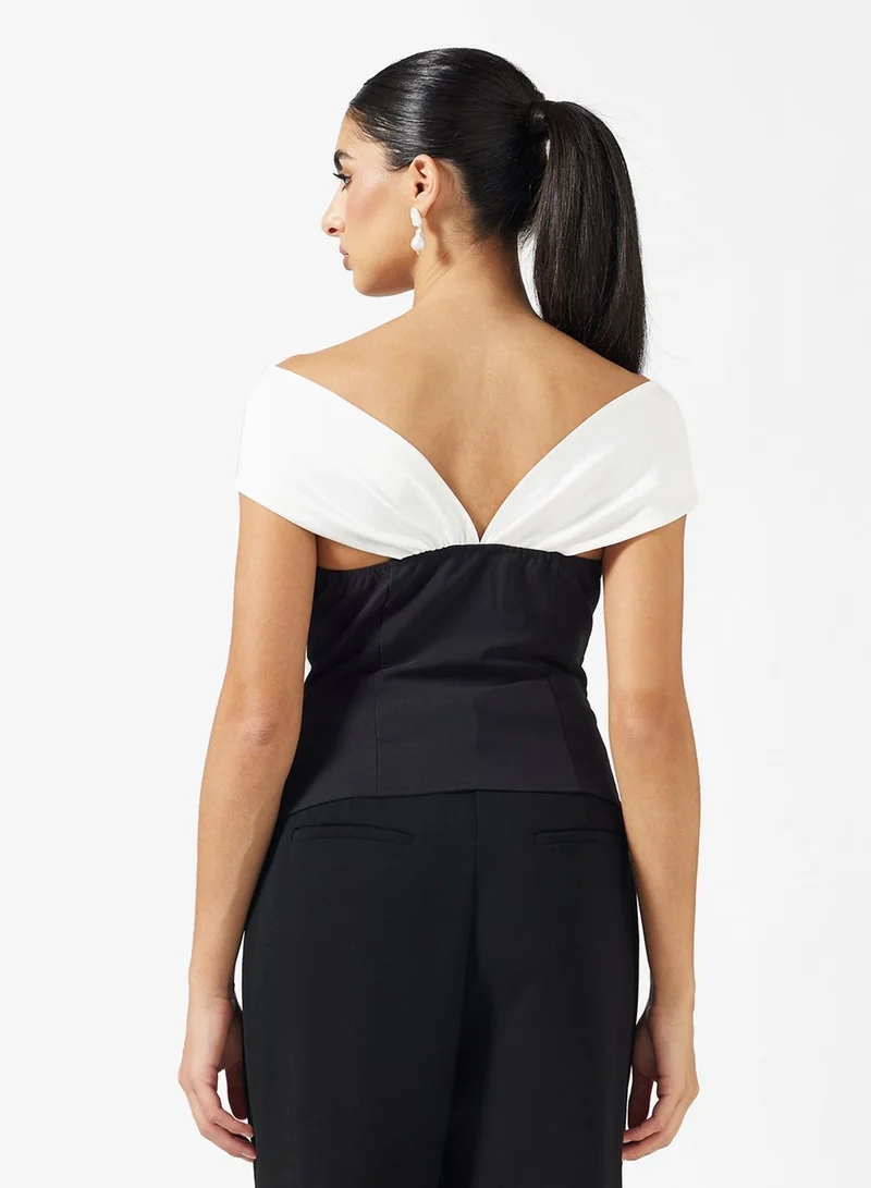 ELLA Contrast Toned Draped Top